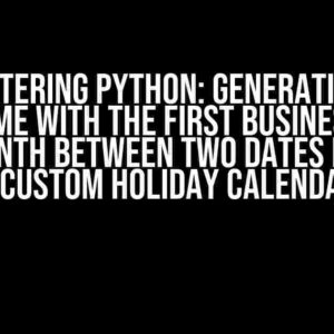 Mastering Python: Generating a DataFrame with the First Business Day of Each Month between Two Dates based on a Custom Holiday Calendar